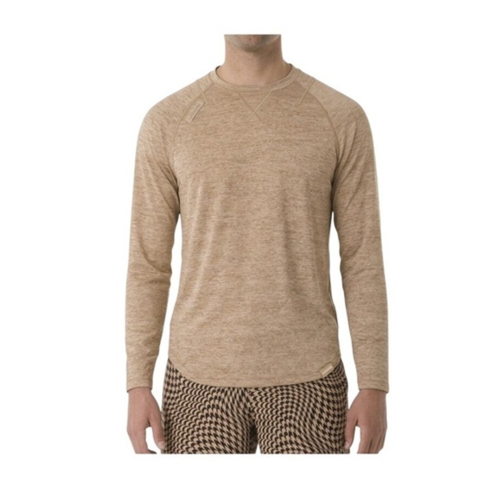 Legends Enzo Long Sleeve Performance Tee Tan Striped‎ Wicking Crewneck XXL